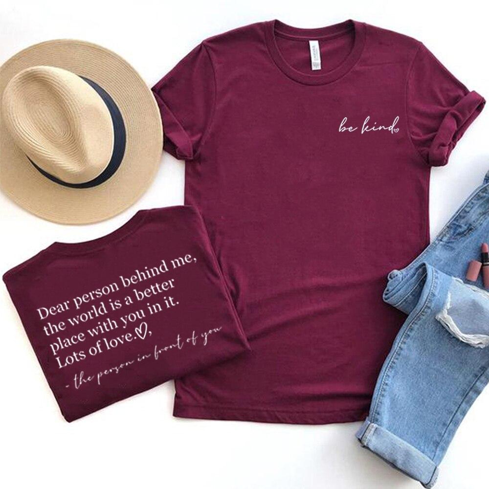 Футболка Be Kina Dear Person Behind Me, рубашка для психического здоровья, эстетическая мотивационная футболка, футболка унисекс, топы с короткими рукавами