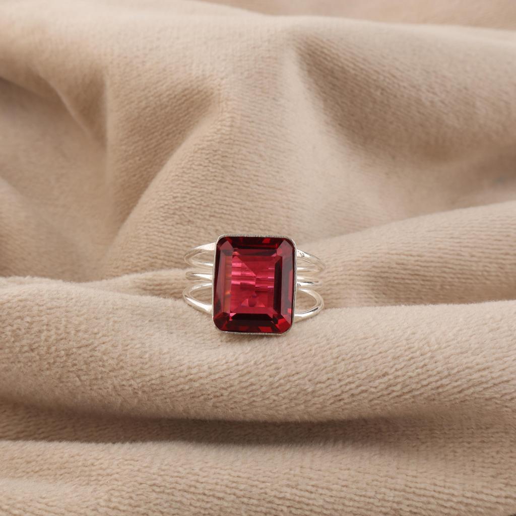 Серебряное кольцо с розовым рубелитом, ювелирное изделие ручной работы из стерлингового серебра 925 пробы, кольцо для вечеринки, подарок для женщин RR-78-16