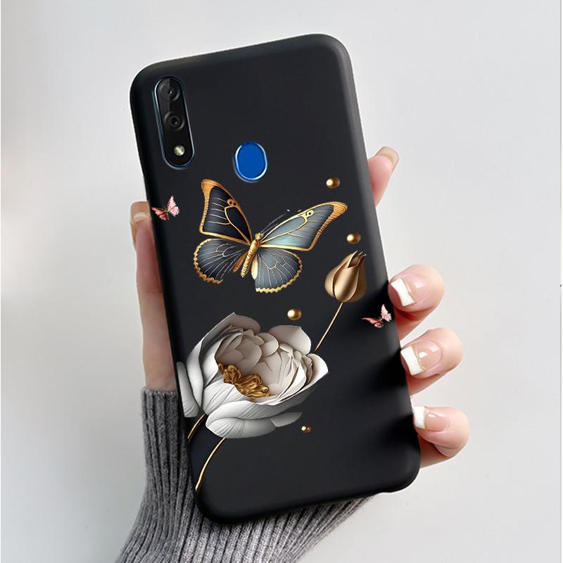 Чехол с рисунком для ZTE Blade V10 Fundas Ударопрочный Coque Capa Мягкий силиконовый Черный корпус Милый цветочный мультяшный чехол