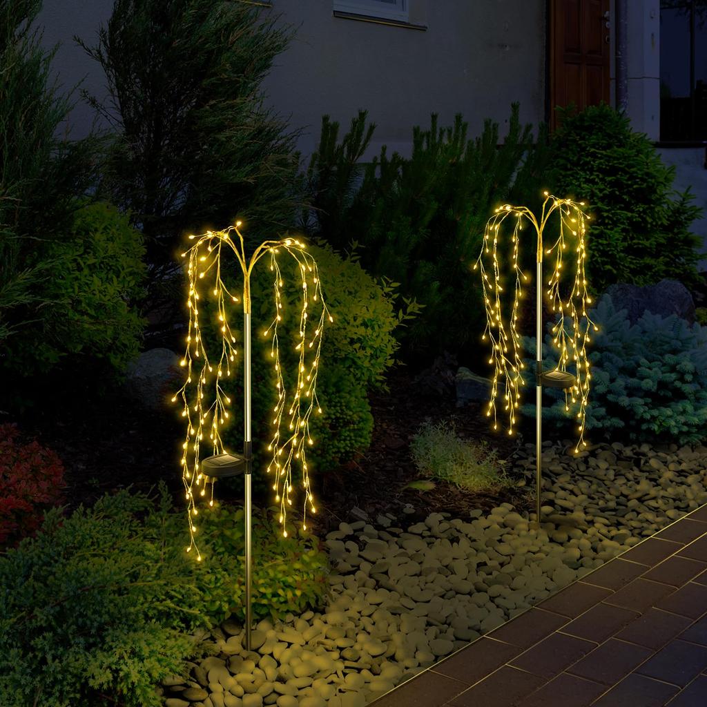 Solar Garden Lights Outdoor Decor 1Pack, Artificial 100 LEDs Tree Lights Yard Planter Patio Lawn Flowerbed Path Decorative Outside