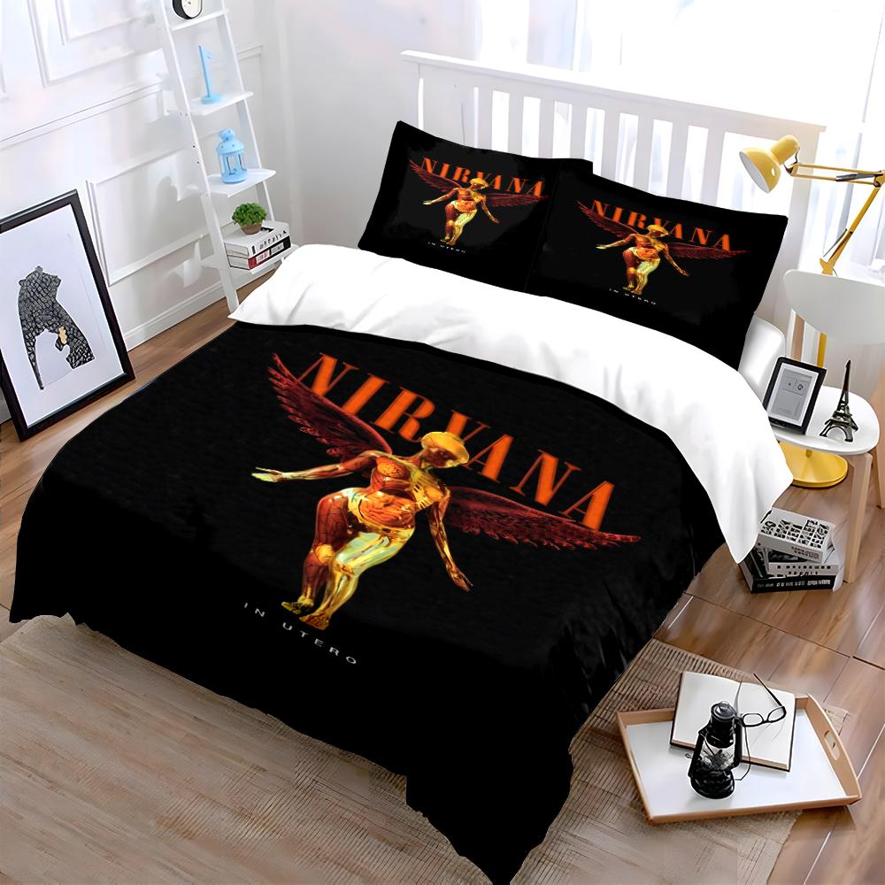 Nirvana In Utero Angel Black Bedding Set Bedding set (1 duvet cover, 2 pillowcases, duvet not included)