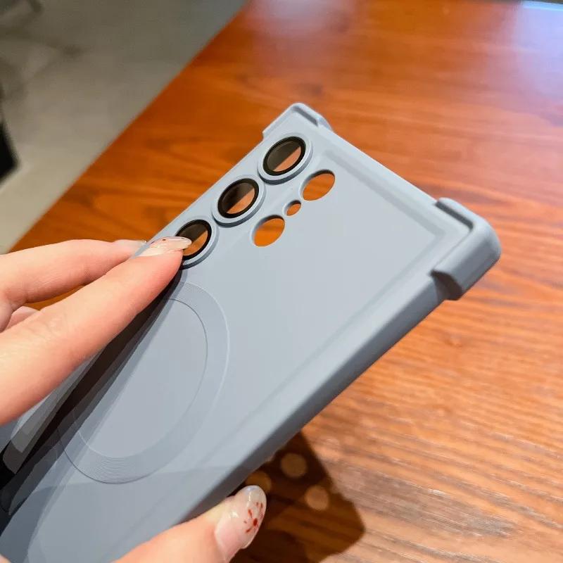 Силиконовый защитный чехол для стекла объектива для телефона Samsung Galaxy S25 Ultra S24 FE S23 Plus, чехол с магнитной беспроводной зарядкой Magsafe