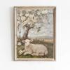 Neutral Spring Prints Poster, Gallery Set of 6 Spring Wall Art, Easter Bunny Painting, Farmhouse Easter Decor Canvas Artwork