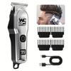 Профессиональная электрическая машинка для стрижки волос с гребнем-ограничителем, светодиодным цифровым дисплеем, USB, мужская бритва и триммер для домашнего использования, День отца