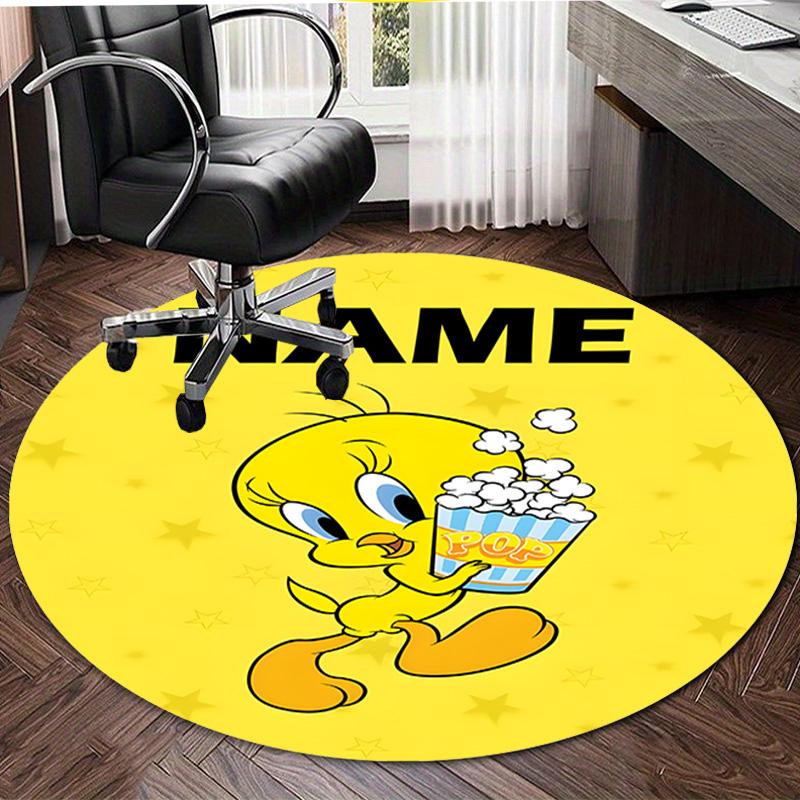 Personalized T-Tweety Round Chair Office Rug - Perfect for Mat, Office Chair & More - Ideal Gift for Birthdays and Holidays