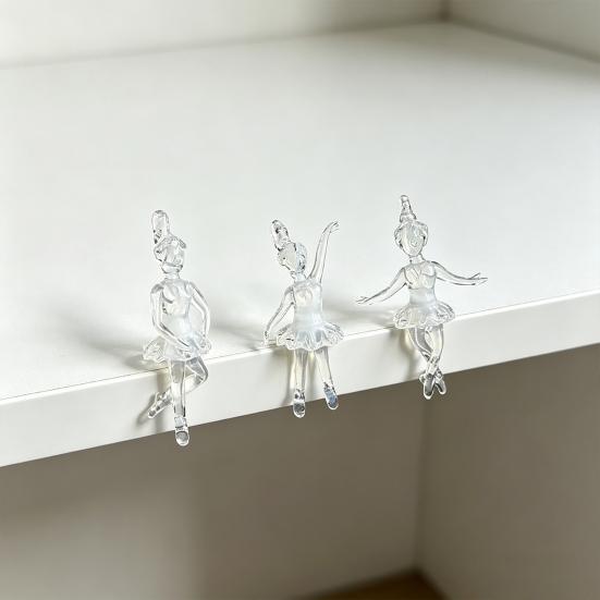 Clear Ballerina Pendant 3D Hand Blown Glass Ballet Dancer Hanging Accessories for DIY Earring Necklace Bracelet Keychain