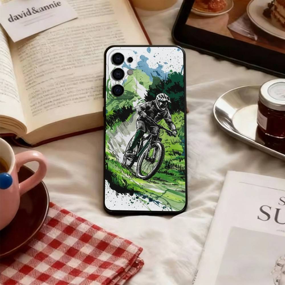 Чехол для телефона Горный велосипед Черный Силиконовый Мягкий Для Samsung S25,S24,S21,S22,S23,S30,Ultra,S20,Plus,Fe,Lite
