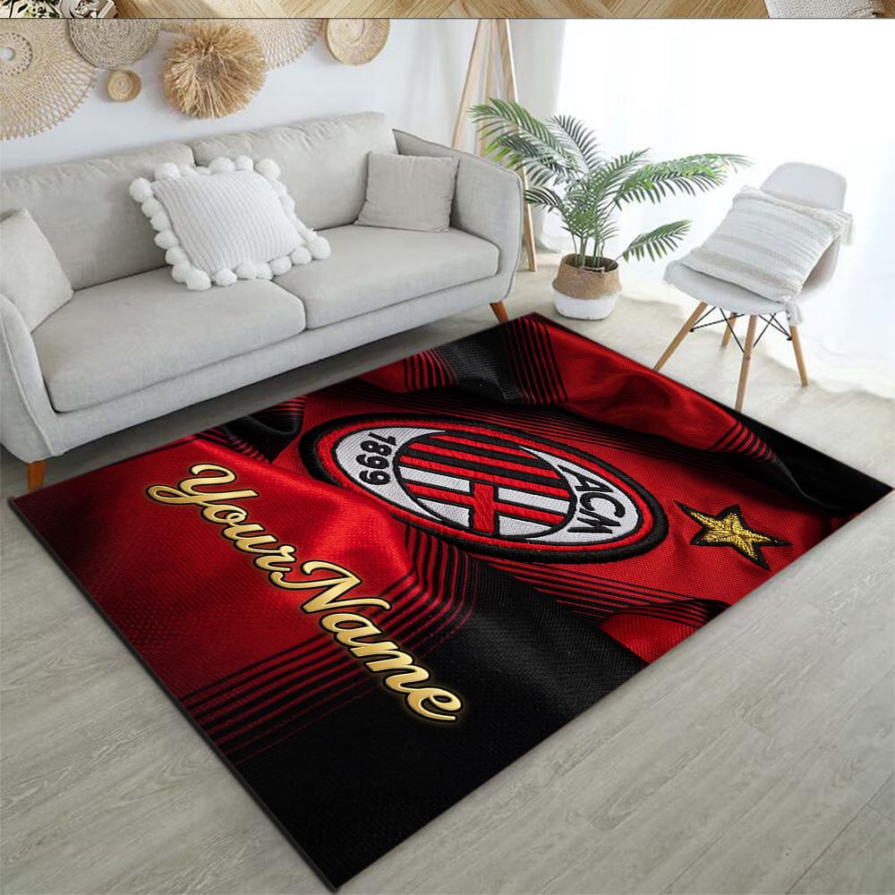Ac Milan Customized Name Area Rug Design for Entryway Bedrooms Foyer Balcony Anti-slip Rug Decorate Offices Gift for Festivals