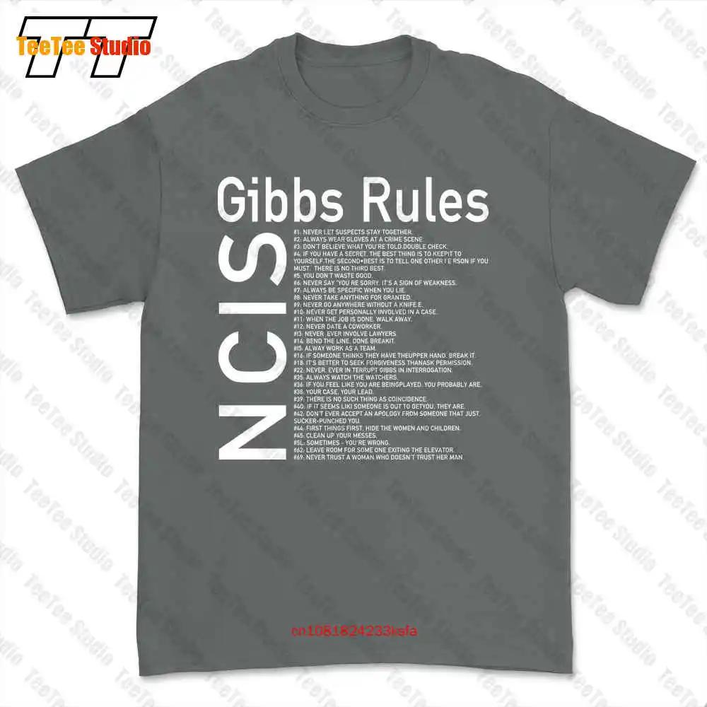 Футболка с принтом NCIS Gibbs Rules Черные Мужские Футболка 56WX