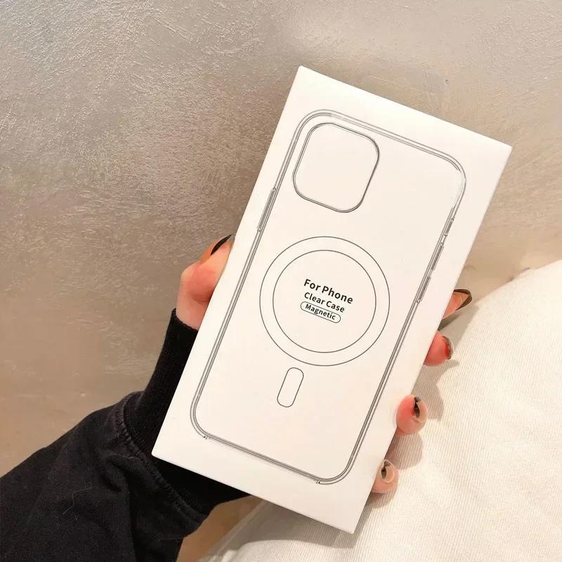 Для Magsafe Магнитный Беспроводной Зарядки Чехол Для Телефона Для iPhone 16 15 14 13 12 11 ProMax mini X XR XS 7 8Plus Прозрачный Чехол