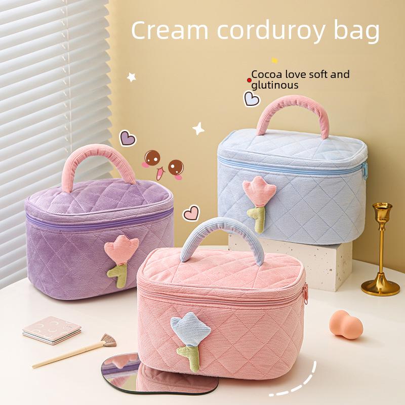 Высококачественная вельветовая косметичка: Симпатичное, нишевое, портативное, вместительное хранилище для женщин