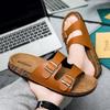 Мужские сандалии Birkenstock с двумя пряжками и открытым носом - Летняя повседневная уличная обувь Шлепанцы