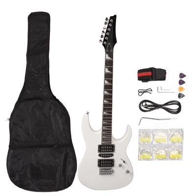 Комплект электрогитары с деревянным корпусом и 5-уровневым звукоснимателем для взрослых начинающих, классика, белый цвет