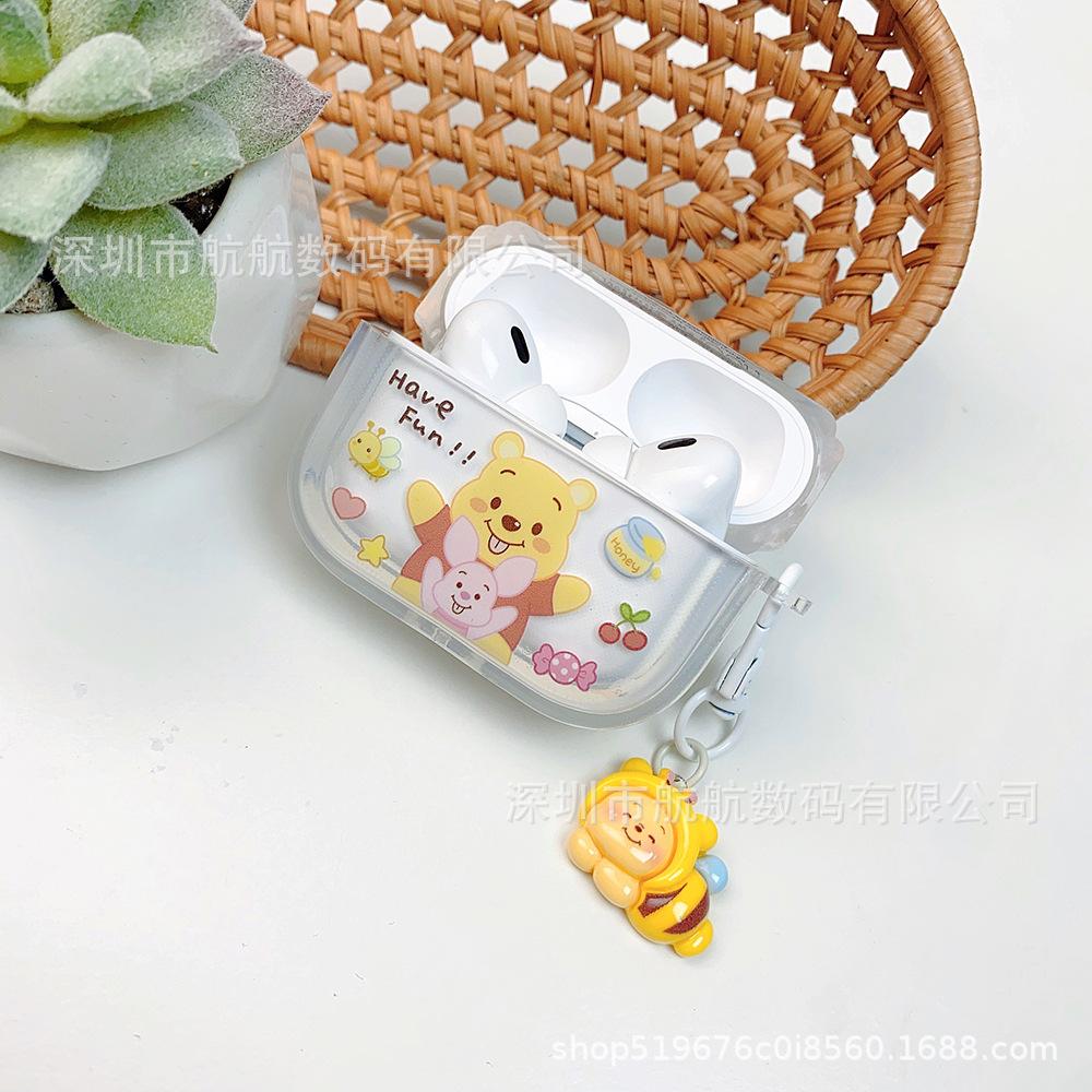 Transparent cartoon Winnie the Pooh AirPods 1 generation protective case Apple 1 generation wireless bluetooth headset case pro1 creative