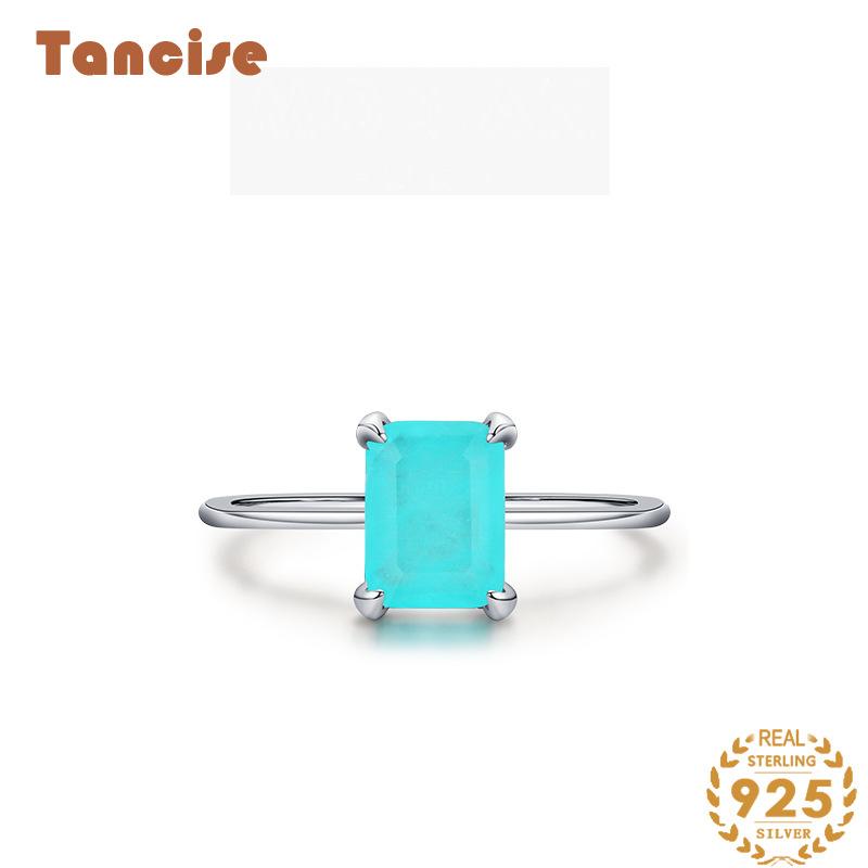Tancise Classic 925 Sterling Silver  Zircon Ring Ladies Jewelry Wedding Promise Party Gift