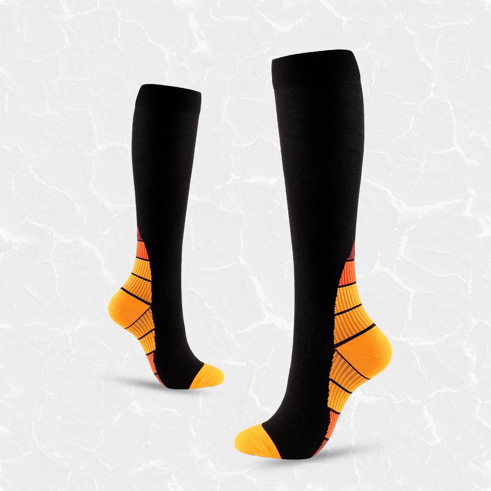 Двухцветный спортивный чулок до икры Простой и персонализированный длинный до колена Мужской и женский компрессионный носок для велоспорта