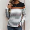 Fashionable and Casual Temperament Fall Women's Long-sleeved Striped T-shirt Female