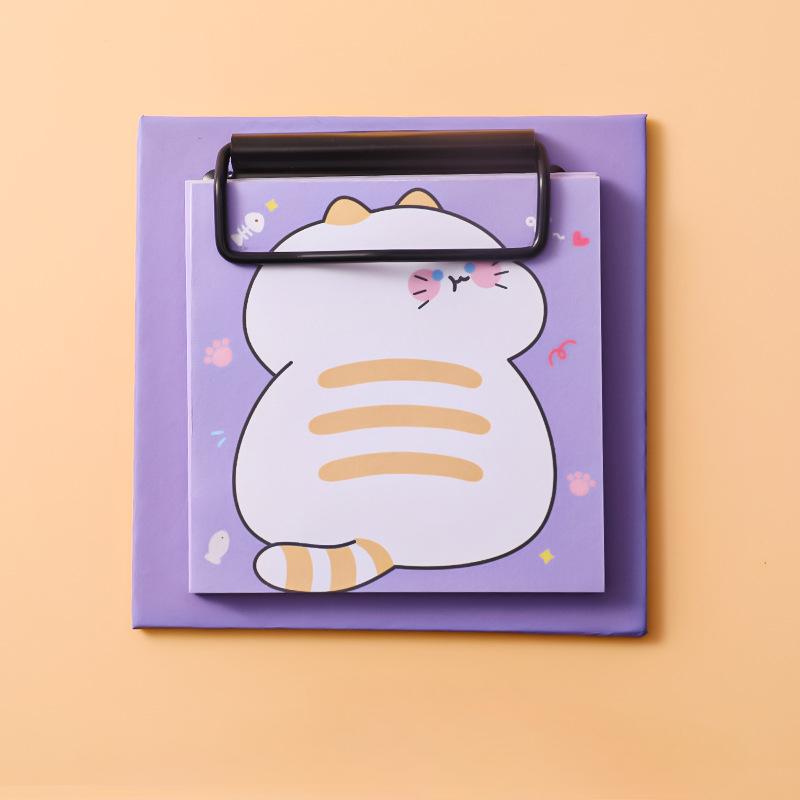 1pcs Cartoon Board Clip Sticky Note Book Student Ins Girl Memo Sticky Note Study Office Non-sticky Message Paper