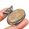 Bamboo Jasper Gemstone Handmade 925 Silver Plated Jewelry Pendant 1.25"