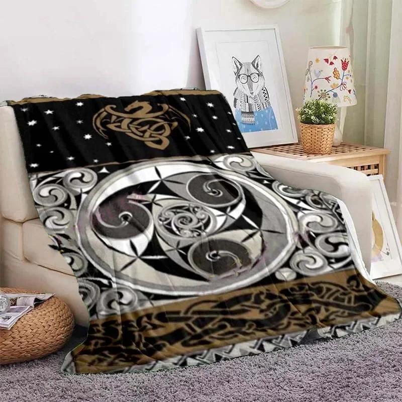 Owl Celtic Viking Blanket Tree of Life Wiccan Flannel Blanket Soft Warm Blanket Couch Bed Chair Decor for Family Camping Gifts