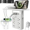 Wall Extender With Shelf Night USB Ports, 2025 New Wall Extender With Shelf Night, 9-in-1 Extended With Surge Protector For Next To Bed,Off