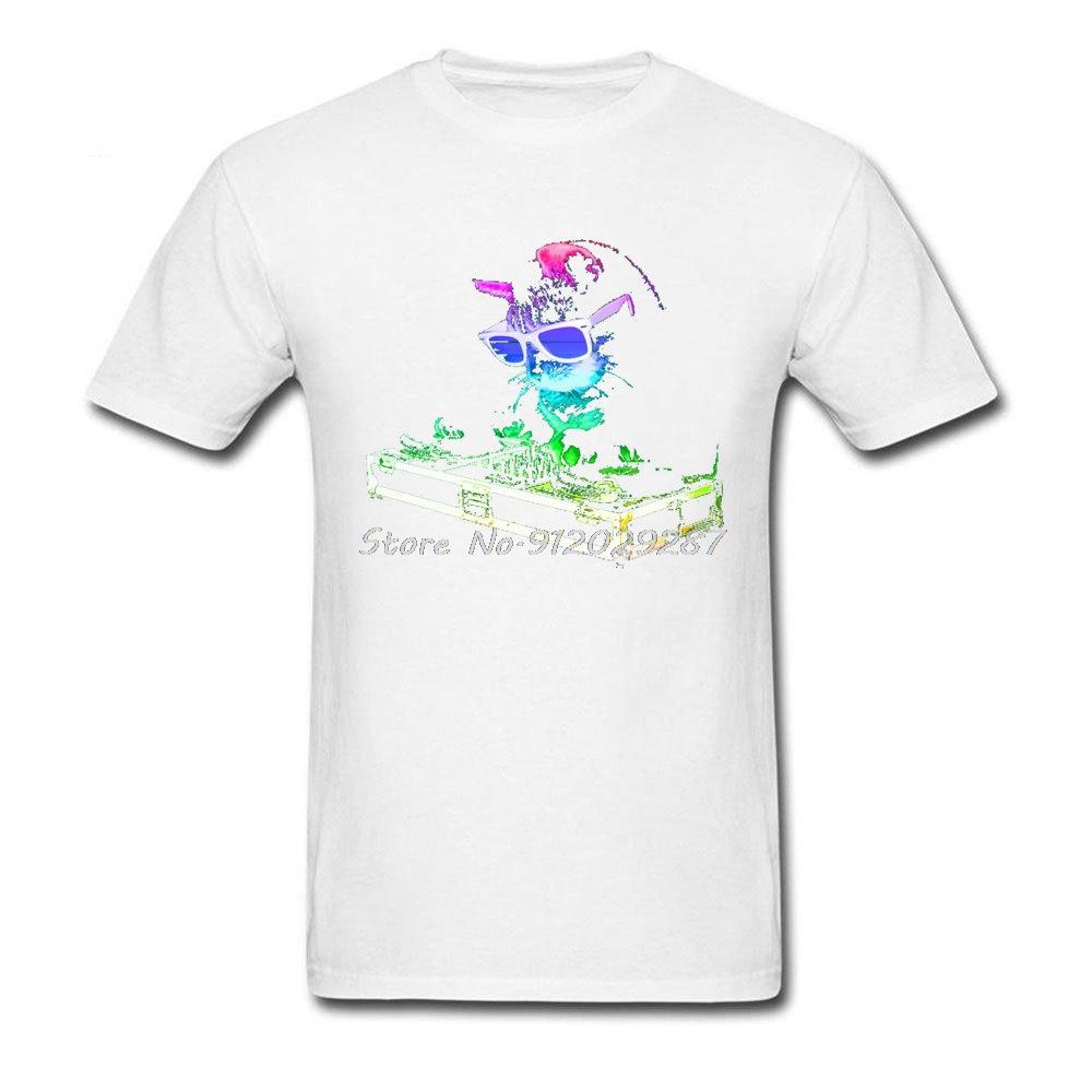 Rainbow DJ Cat Techno Controller Unit Rock T-Shirt Not Today Neon Cats 3D Print Tshirt Cotton Crewneck Men T Shirt Funny