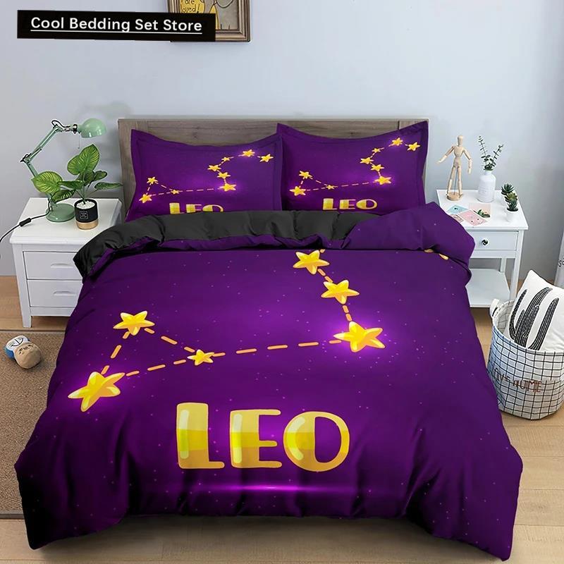 Constellation King Queen Duvet Cover Astrological Bedding Set for Kids Teens Adults Psychedelic Tarot Astrology Soft Quilt Cover