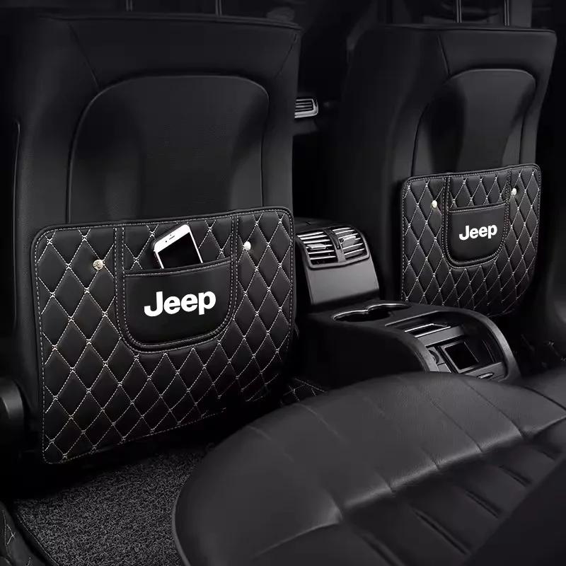 Для автомобиля Jeep Кожаная защитная накладка на спинку сиденья Противоударная накладка на сиденье Для Jeep Grand Cherokee Wrangler JK Gladiator Compass Reneg