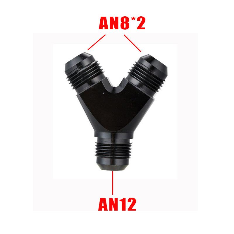 High Quality Y Block Adapter Fittings Adaptor AN4 AN6 AN8 AN10 Black Y Type Oil Pipe Joint Male Thread Fuel Hose Fitting