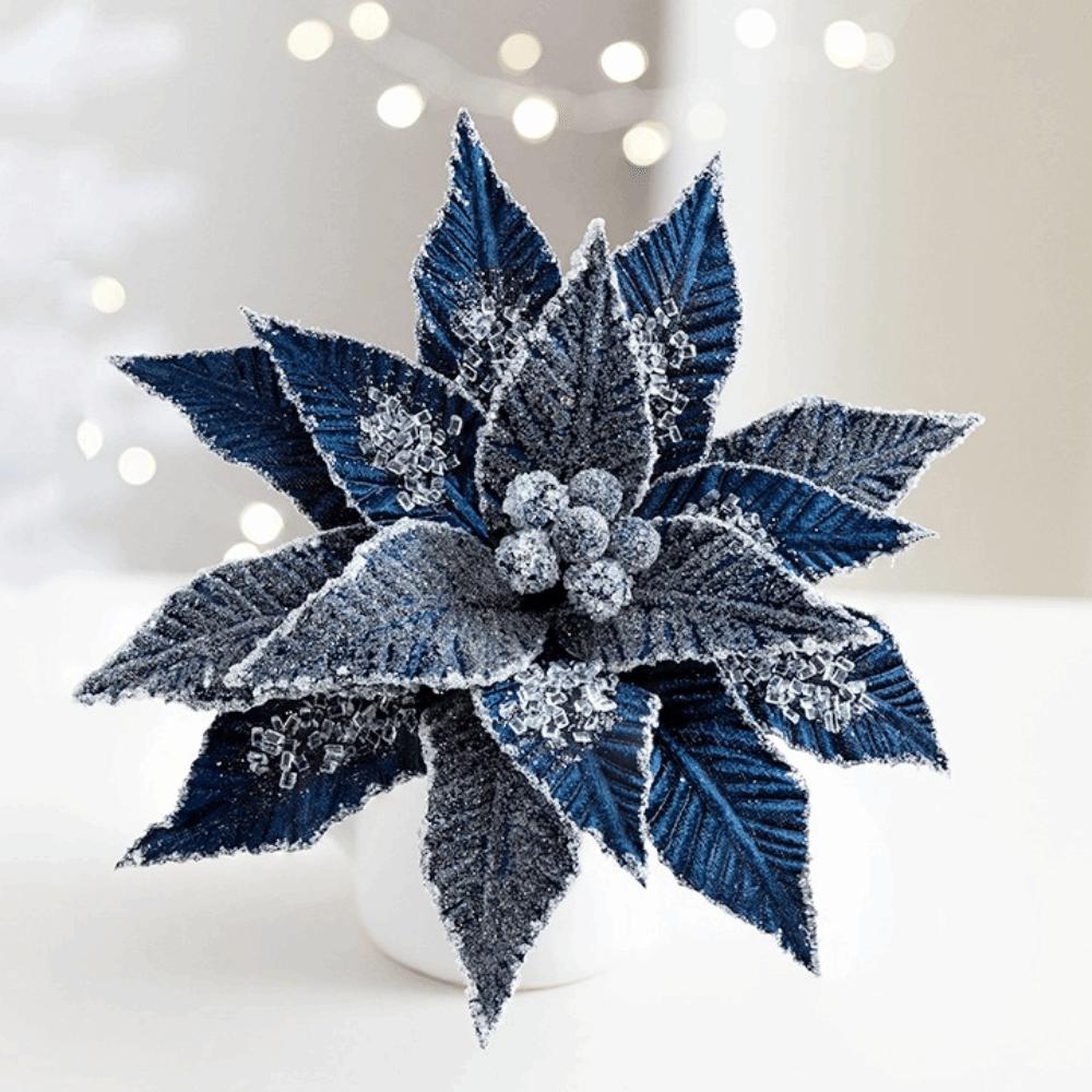 Realistic Faux Velvet Christmas Flower Elegant Xmas Tree Ornaments Eternal Flower Seasonal Display