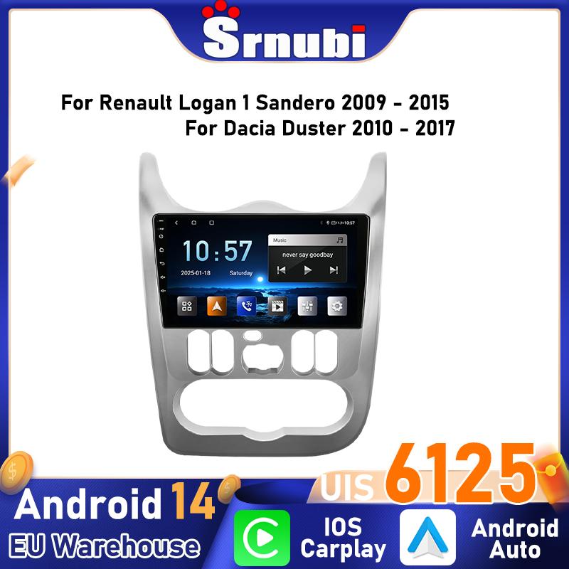 Autoradio Srnubi Carplay Android Auto GPS Navigation Multimédia pour Renault Logan 1 Sandero 2009 - 2015 Dacia Duster 2010 - 2017 Écran