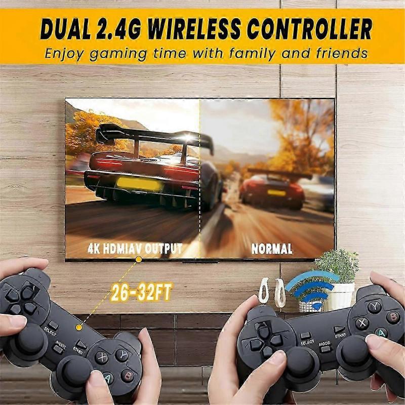 20000+ Games 4K Wireless Retro Game Console , Plug and Play Video Game Stick with 2.4G Wireless Cont-FO SHAN