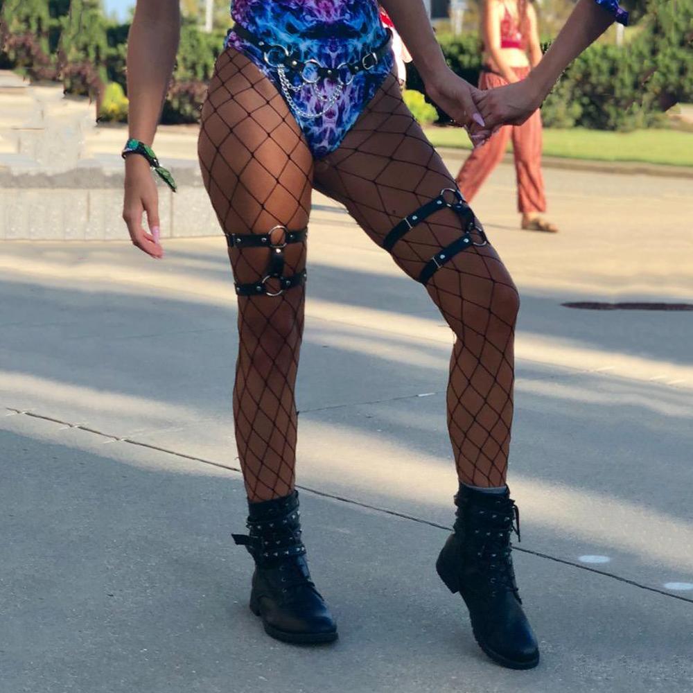 Регулируемая панк пижама подвязка для ног пояс для чулок кольцо для бедра готика