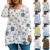 Women's Fashion Large Size Round Neck Long Sleeve Casual Print Loose Pullover Top