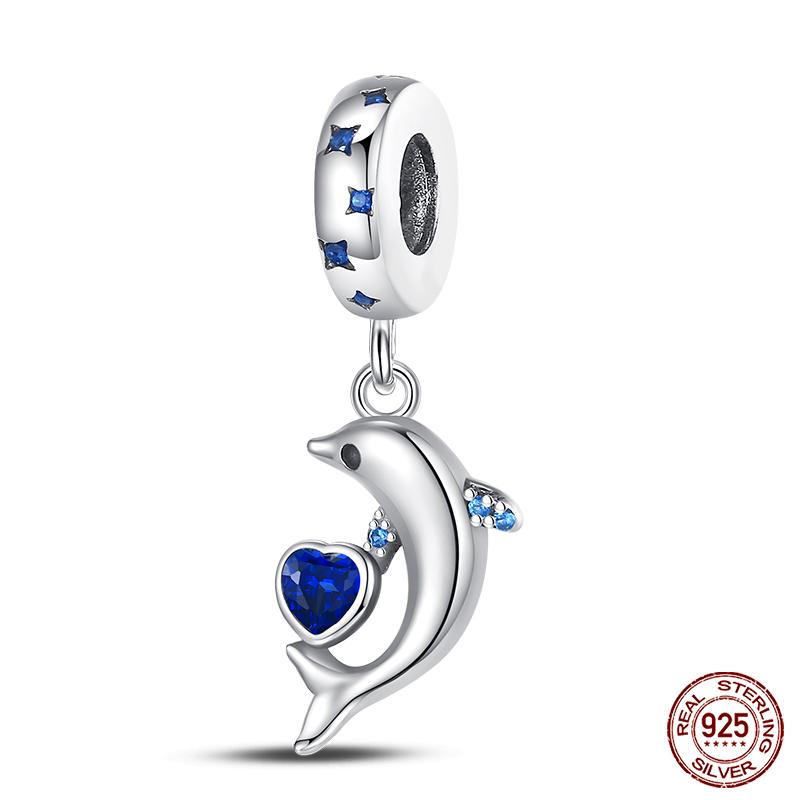 100% настоящие посеребренные бусины серии Ocean, черепаха, краб, русалка, подходят оригинальные браслеты «сделай сам», ювелирные изделия, подарки