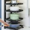 Регулируемые кухонные полки для хранения, подставки для кастрюль и органайзеры для раковины. Многоярусные шкафы для эффективной экономии места.
