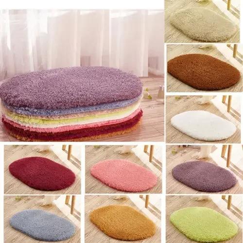 1PC Non-slip Bathroom Mats Memory Foam Bath Rug Ellipse Mats Soft Water Absorption Bath Mats Toilet Floor Doorway Rug Thick Carpets