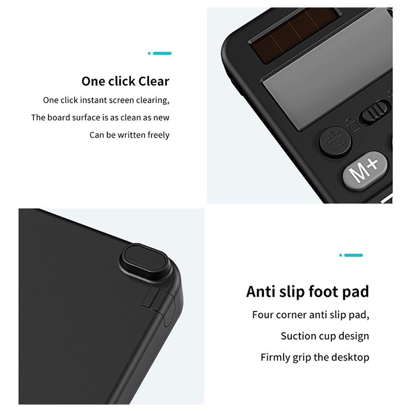 Научный калькулятор с планшетом для письма и рисования, портативный 12-разрядный ЖК-калькулятор с большим дисплеем для изучения математики, офиса, черновиков и заметок