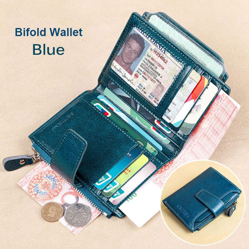 Винтажный женский кошелек из натуральной кожи с блокировкой RFID, короткий многофункциональный кошелек большой емкости на молнии, зажим для денег