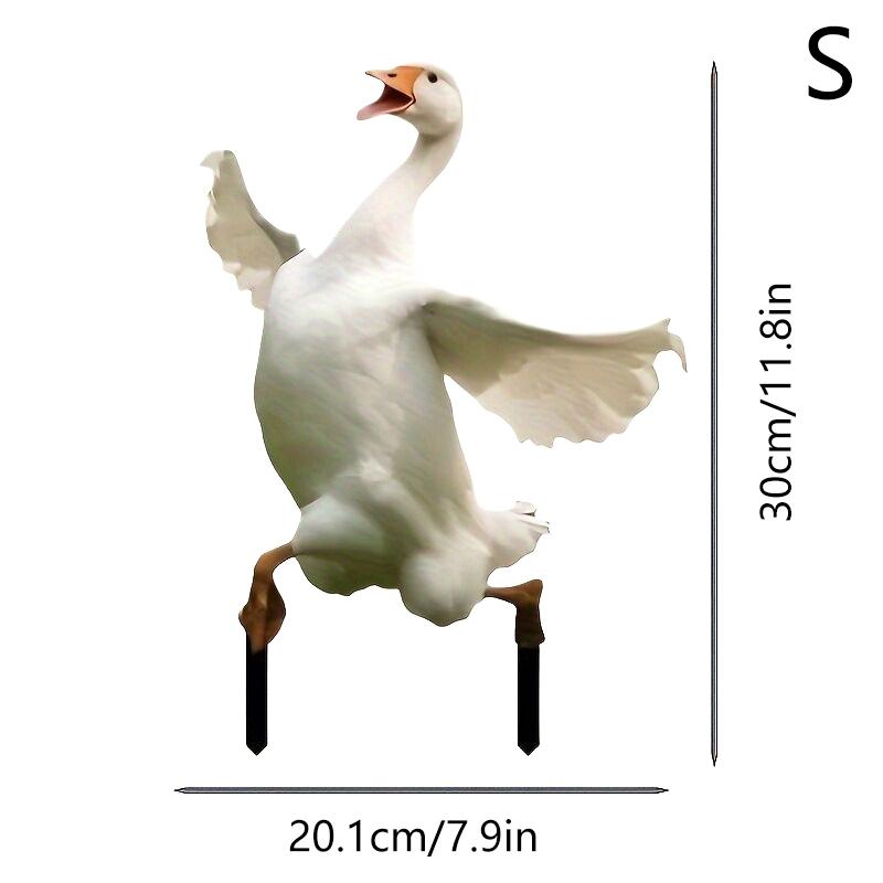 Акриловый садовый колышек в виде гуся, симпатичная статуэтка гуся, садовые украшения, украшение для газона, горшечных растений, цветочный горшок, украшение