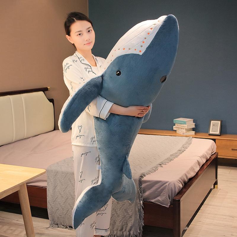 Giant New Whale Plush Toys Big Soft Stuffed Sleeping Pillow Cute Sea Animal Fish Blue Shark Doll Kids Baby Birthday Gift