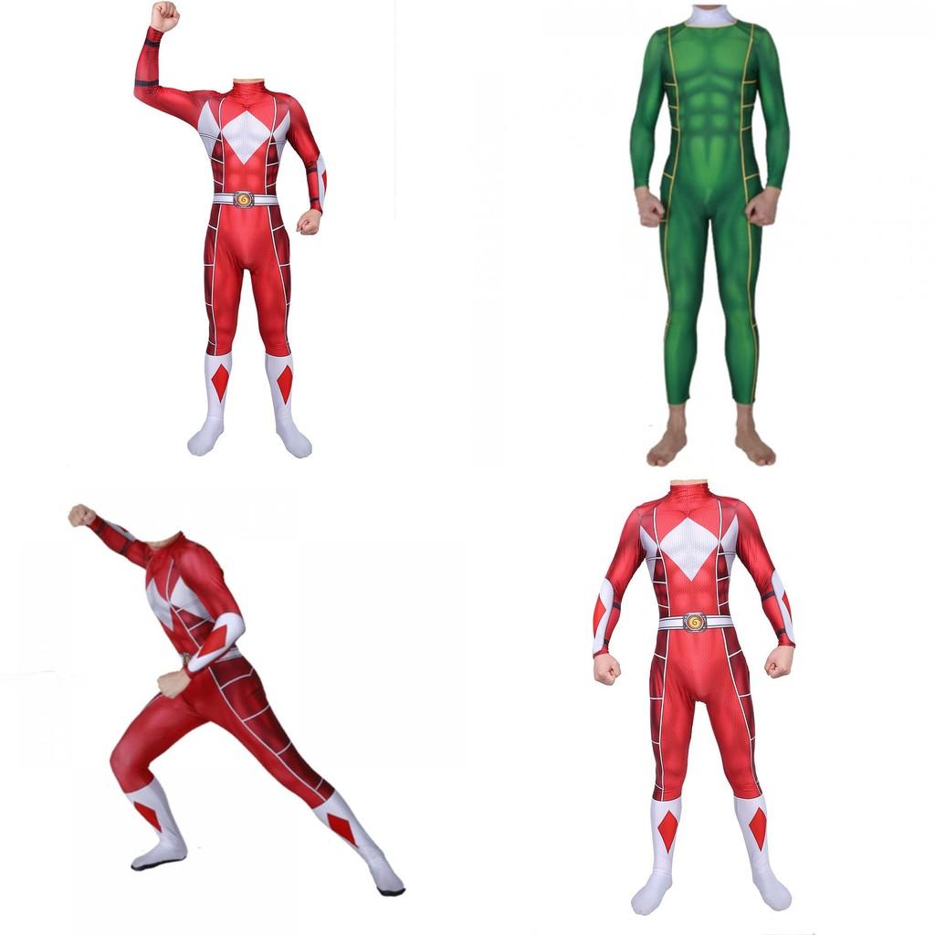 Vibrant Power Rangers Bodysuit Spandex Cosplay Costume For Unisex Kids And Adults