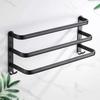 Porte‑serviettes mural 3 niveaux 60 cm noir – aluminium, sans perçage ou à percer, gain de place