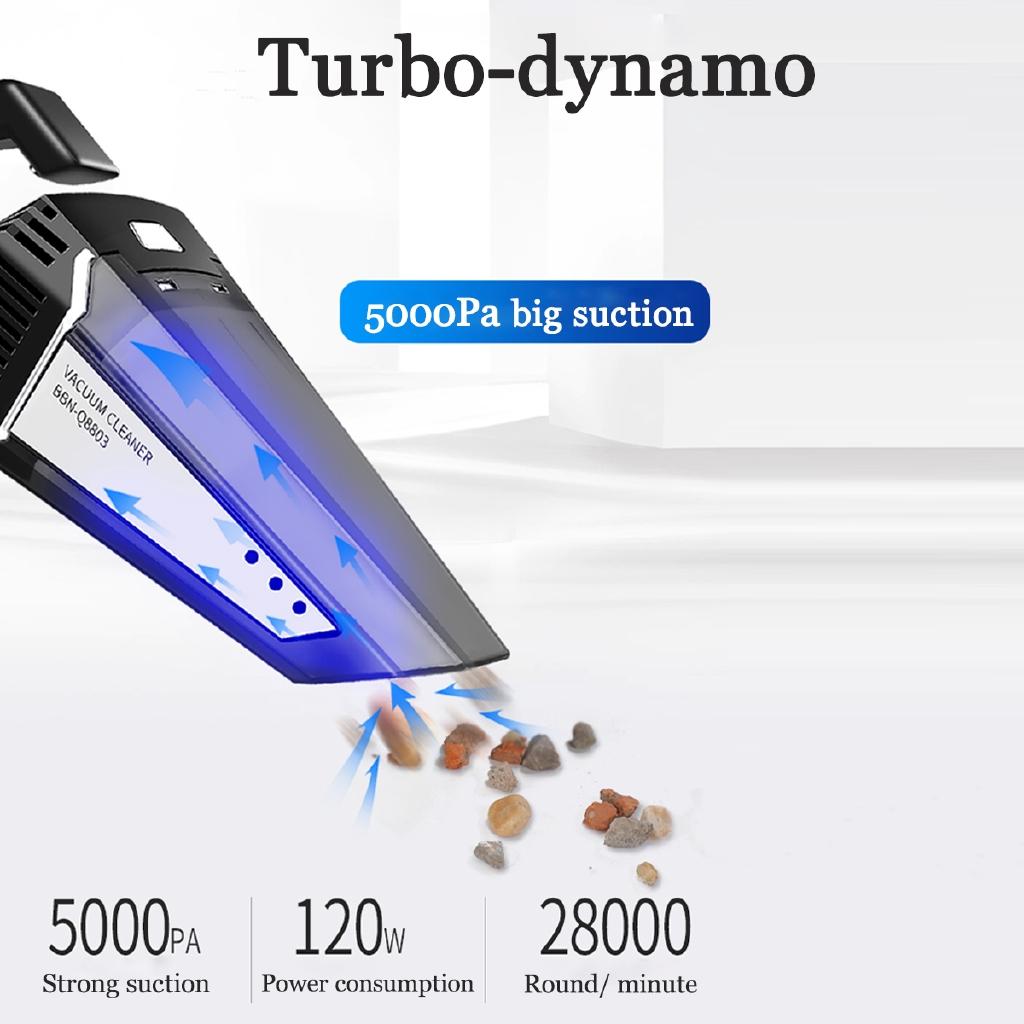5000Pa 120W 12V Cordless Handheld Rechargeable Portable Vacuum Cleaner Car Wet Dry Powerful Vaccum Cleaner For Home Car Cleaning