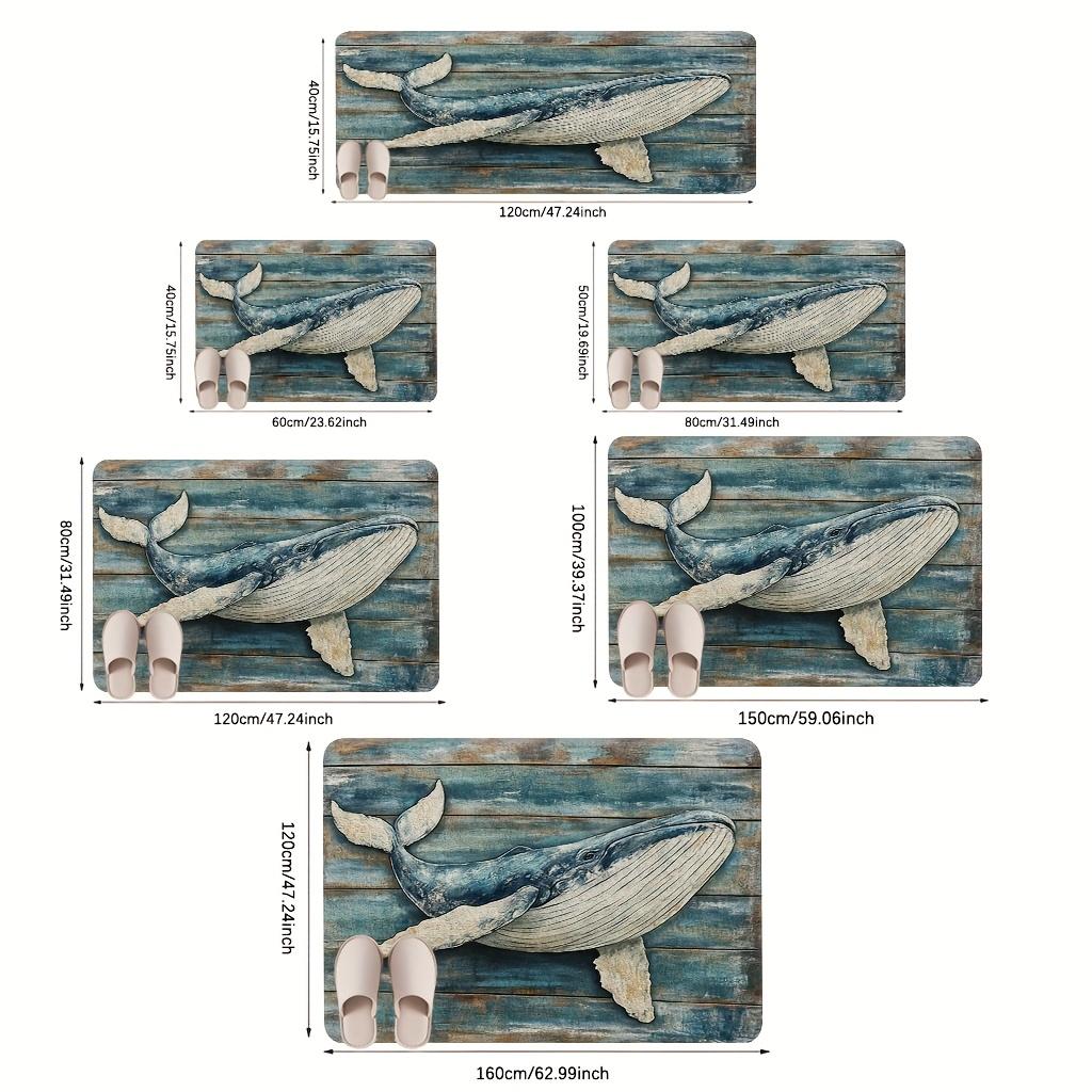 Ultra-Soft Thickened Whale Pattern Floor Mat, Non-Slip and Easy to Clean, Suitable for Entryway/Entrance/Kitchen/Bathroom/Bedroo