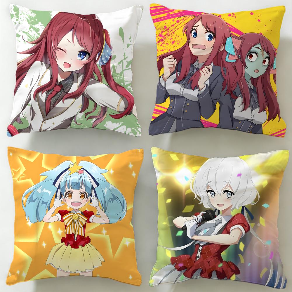 idol anime Zombie Land Saga Cushion Cover Soft EasyWash Pillow Case Versatile for Couch Bed Travel and Office