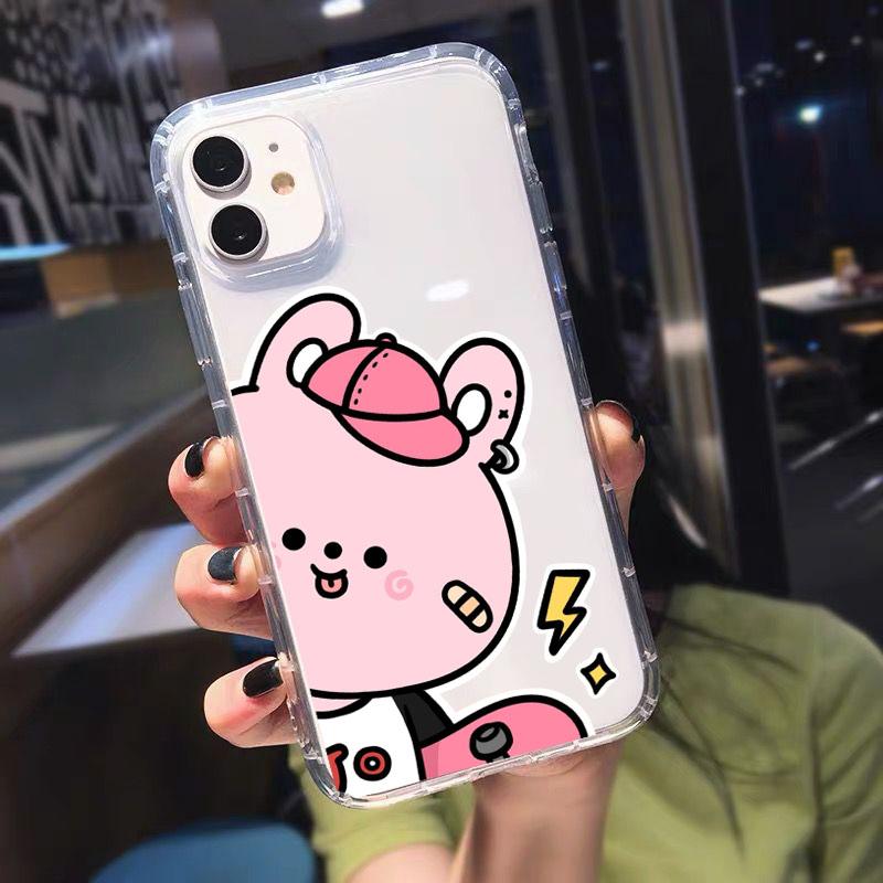 GYKZ Cute Dinosaur Bear Couple Clear Phone Case For IPhone 18 13 12 11 Pro XS MAX XR X SE2 6S 7 8 Plus Animal Silicone Cover Coque