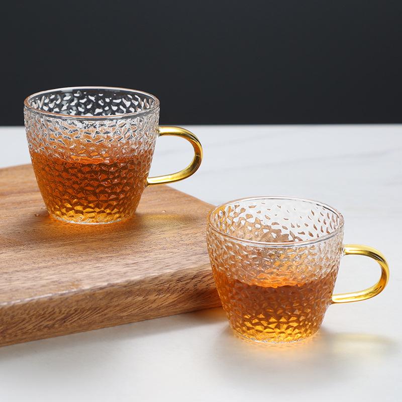 Набор из шести маленьких чайных чашек из боросиликатного стекла с кованым узором для дегустации чая Кунг-фу