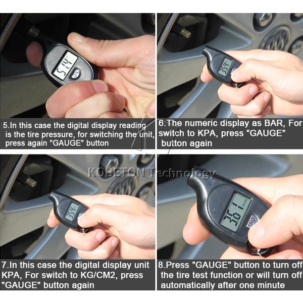 Мини ЖК-цифровой автомобильный манометр для шин, автоматический электронный манометр с 4 блоками для измерения давления в шинах, для автомобиля, мотоцикла, велосипеда, сигнализации