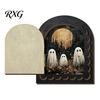 Decorative Halloween Fireplace Accent Cute Ghost Door Ornaments, Vintage Miniature Decoration, Retro Arched Tabletop Decor 3 Layer Openable